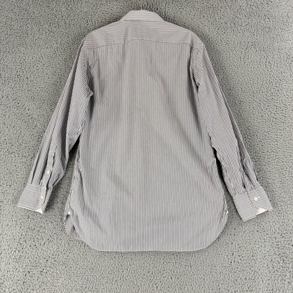 Ermenegildo Zegna Dress Shirt Mens Medium Gray White Stripe Slim Fit Button Down - Picture 13 of 16